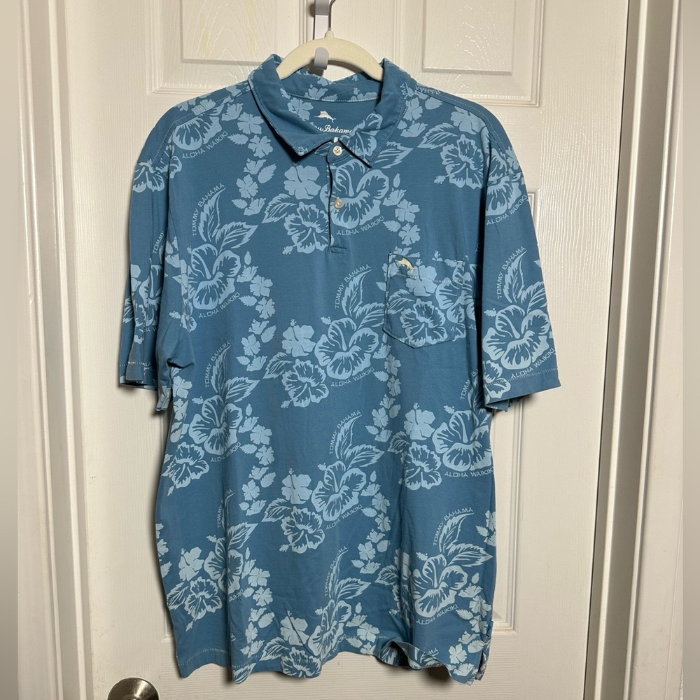 Tommy Bahama Blue Floral Polo Shirt